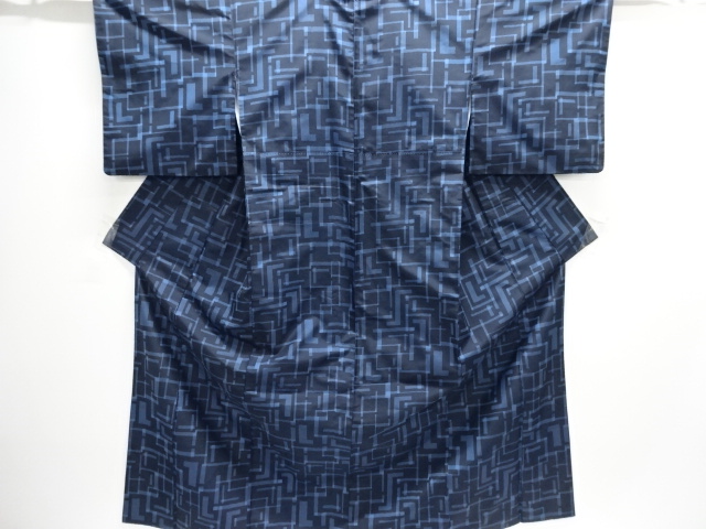 抽象模様織り出し手織り紬着物